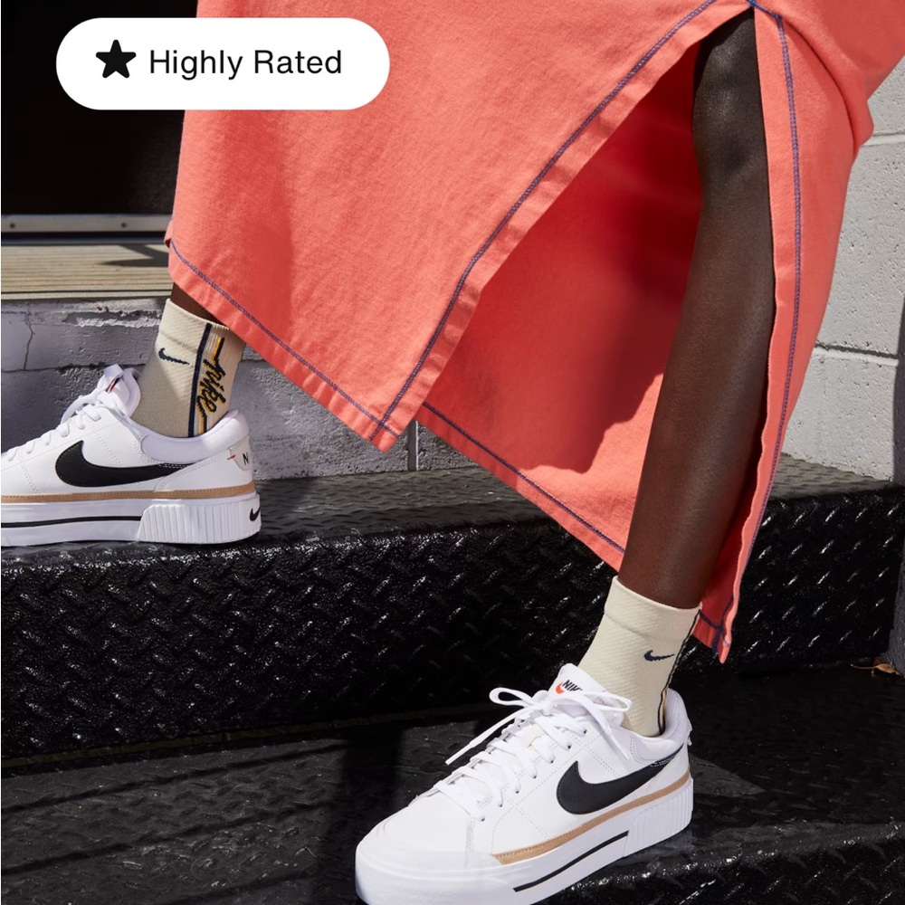 Nike Women’s Court Legacy Lift Sneakers New in Box White/Black/Hemp Team Orange - Picture 3 of 7